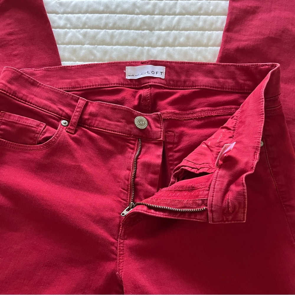 Loft Red Modern Skinny Crop Women's Jeans - Size 8 - Picture 4 of 11